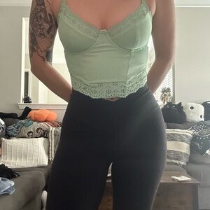 Colsie Mint Green Lace Trim Tank Top